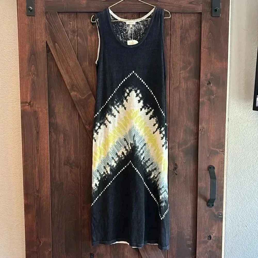 KINROSS LINEN TIE DYE PRINT DRESS IN ECLIPSE MULTI - Picture 3 of 6